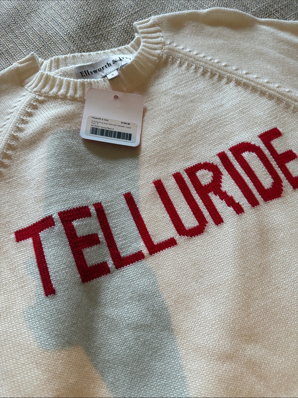 Telluride Crewneck Sweater in Cream with Red Logo - Picture 3 of 4